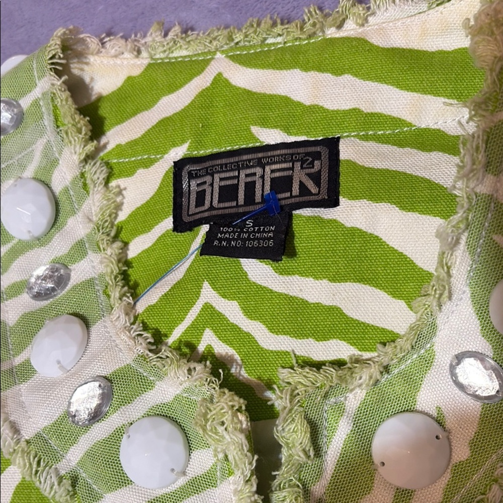 Berek S Green Zebra Jacket Rhinestone - Picture 3 of 10